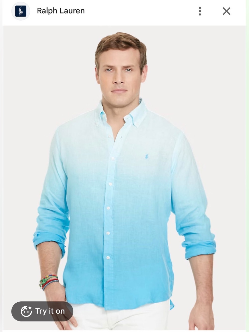 Ralph Lauren Blue Ombre Linen Button-Down Shirt